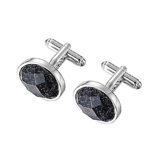 Foto 1 | Foto 1 | Gemelos Lepton Para Camisa De Hombre Plateados Con Arenisca Azul - Venta Internacional.