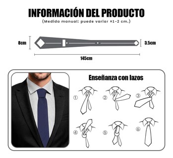 Foto 5 | Foto 5 | Hombres Set De Corbata Formal De 8 Cm Azul Oscuro