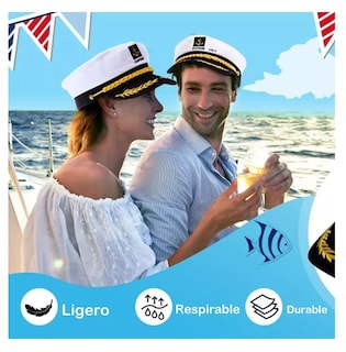 Foto 5 | Foto 5 | Sombrero Ajustable Lab.g Capitan Marinero Gorro Gorra Yate 2 Pzs, Blanco