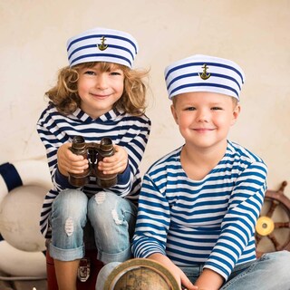 Foto 3 | Foto 3 | Sombrero Sail Hats Syhood Azul Con Sombrero Blanco De Capitán Sailor X12 - Venta Internacional.
