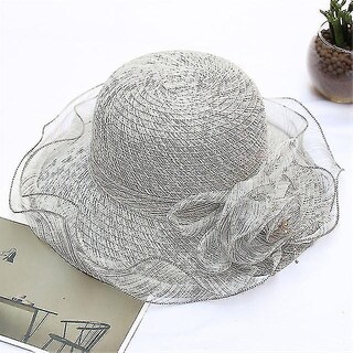 Foto 1 | Foto 1 | Sombrero Para El Sol Huoguo Decoración Floral De Organza Plegable Gris - Venta Internacional.