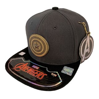 Foto 1 | Foto 1 | Gorra Marvel Capitán América Placa Latón Viejo color Gris/Negro Medida 57 cm