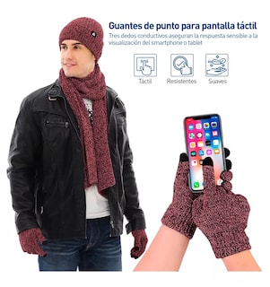 Foto 5 | Foto 5 | Gorro Bufanda Guante Conjunto Térmico Invierno Frio Unisex Rojo