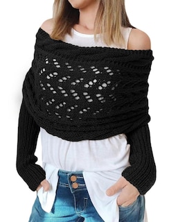 Foto 1 | Foto 1 | Bufanda Tejida Con Mangas Para Mujer Larmliss Black - Venta Internacional.