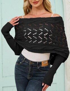 Foto 3 | Foto 3 | Bufanda Tejida Con Mangas Para Mujer Larmliss Black - Venta Internacional.