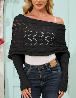 Foto 5 | Foto 5 | Bufanda Tejida Con Mangas Para Mujer Larmliss Black - Venta Internacional.
