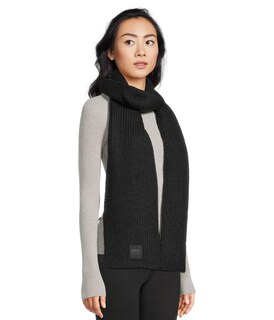 Foto 2 | Foto 2 | Bufanda Ugg De Acanalado Grueso, Unisex, De Piel Negra, Con Logotipo De 22 X 198 Cm - Venta Internacional.