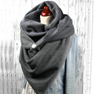 Foto 2 | Foto 2 | Bufanda Huoguo Fashion Para Mujer Con Botones Estampado De Puntos Lisos Envoltura Suave - Venta Internacional.