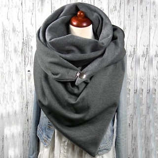 Foto 4 | Foto 4 | Bufanda Huoguo Fashion Para Mujer Con Botones Estampado De Puntos Lisos Envoltura Suave - Venta Internacional.
