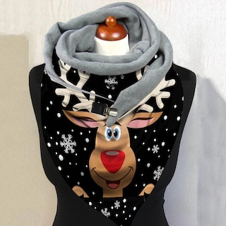 Foto 4 | Foto 4 | Bufanda Huoguo Fashion Para Mujer Estampado Navideño Con Botones Envoltura Suave - Venta Internacional.