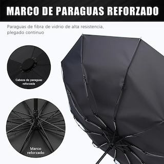 Foto 7 | Foto 7 | Paraguas Vinilo Negro para 3 Personas