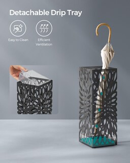 Foto 4 | Foto 4 | Soporte Para Paraguas Songmics De Acero Negro Con Bandeja De Goteo Y 4 Ganchos - Venta Internacional.