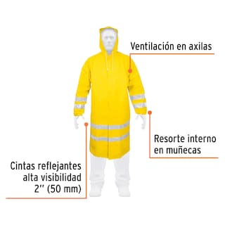 Foto 2 | Foto 2 | Gabardina Impermeable Truper IM-REF-L color Amarillo Doble Capa con Reflejante