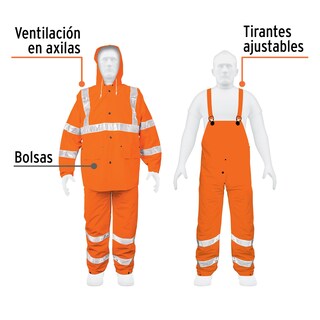 Foto 2 | Foto 2 | Conjunto Impermeable Truper TRA-NAR-M color Naranja Doble Capa con Reflejante