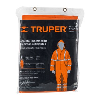 Foto 3 | Foto 3 | Conjunto Impermeable Truper TRA-NAR-M color Naranja Doble Capa con Reflejante