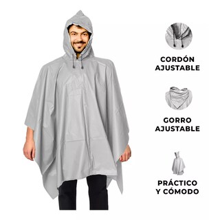 Foto 2 | Foto 2 | Capa Impermeable Portátil Para Lluvia Tipo Manga Con Capucha Gris