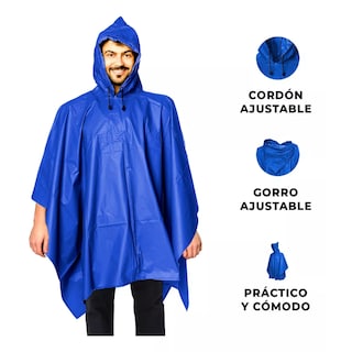 Foto 2 | Foto 2 | Capa Impermeable Portátil Para Lluvia Tipo Manga Con Capucha Azul Marino