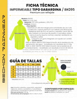 Foto 8 | Foto 8 | Impermeable Gabardina Largo Para Lluvias Ligero Premium Unisex Hombre Mujer Con Reflejantes Rainwear Talla Eeg