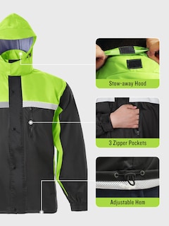 Foto 4 | Foto 4 | Traje De Lluvia Saphirose Reflectante De Alta Visibilidad Para Hombre, Color Negro - Venta Internacional.