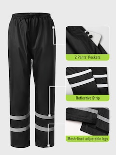 Foto 5 | Foto 5 | Traje De Lluvia Saphirose Reflectante De Alta Visibilidad Para Hombre, Color Negro - Venta Internacional.