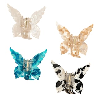 Foto 2 | Foto 2 | Pinzas Para El Pelo 4 Unidades De Acetato Con Forma De Tortuga Diseño De Mariposa - Venta Internacional.