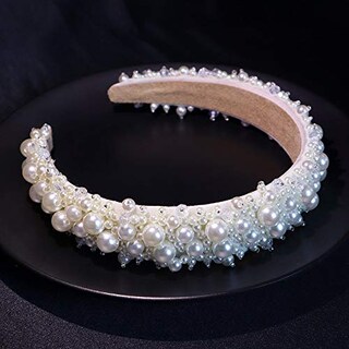 Foto 1 | Foto 1 | Diademas Huoguo Pearl White Bling Con Diamantes De Imitación De Perlas - Venta Internacional.