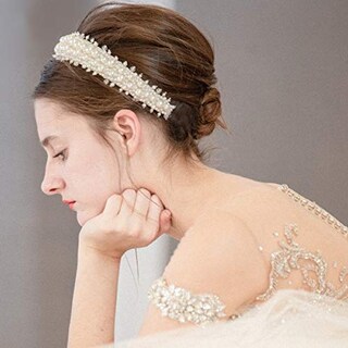 Foto 3 | Foto 3 | Diademas Huoguo Pearl White Bling Con Diamantes De Imitación De Perlas - Venta Internacional.