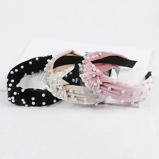 Foto 2 | Foto 2 | Diadema Huoguo Pañuelo Con Perlas Anudadas Acolchado En Terciopelo 6 Unidades - Venta Internacional.