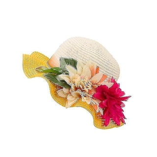 Foto 1 | Foto 1 | Sombrero Para El Sol Huoguo Sombrero De Paja Para Niñas Con Aleros Grandes Amarillo - Venta Internacional.