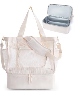 Foto 1 | Foto 1 | Bolsa De Playa Bagsmart Para Mujer De Malla Con Color Beige Más Frío - Venta Internacional.