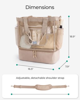 Foto 6 | Foto 6 | Bolsa De Playa Bagsmart Para Mujer De Malla Con Color Beige Más Frío - Venta Internacional.