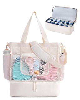 Foto 7 | Foto 7 | Bolsa De Playa Bagsmart Para Mujer De Malla Con Color Beige Más Frío - Venta Internacional.
