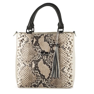 Foto 1 | Foto 1 | Bolso Satchel Pilar A Ángelozano Oro Ligth Con Aplicación Piel Pitón