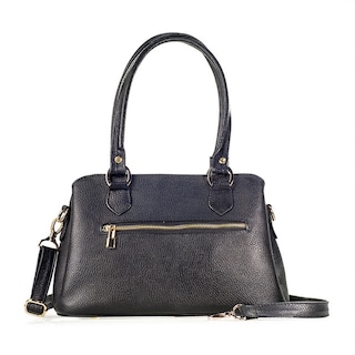 Foto 2 | Foto 2 | Bolso Satchel Angela A Ángelozano Negro De Piel Grabado Tipo Cincelado