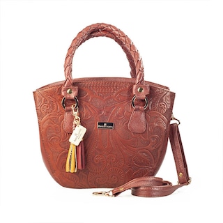 Foto 1 | Foto 1 | Bolso Satchel A Ángelozano De Piel Grabada Tipo Cincelado Color Shedrón