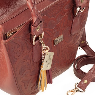 Foto 2 | Foto 2 | Bolso Satchel A Ángelozano De Piel Grabada Tipo Cincelado Color Shedrón
