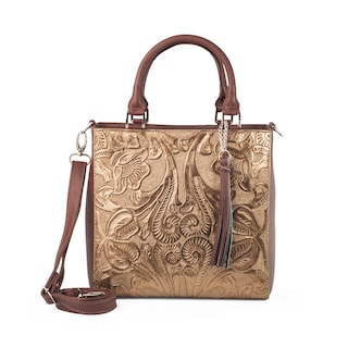 Foto 1 | Foto 1 | Bolso Satchel A Ángelozano Modelo Pilar De Piel Grabada Tipo Cincelado Color Cobre