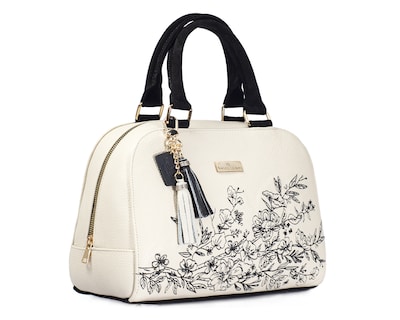 Foto 5 | Foto 5 | Bolso Tipo Satchel A Ángelozano De Piel Vacuna Con Bordado, Color Hueso, Modelo Elsa