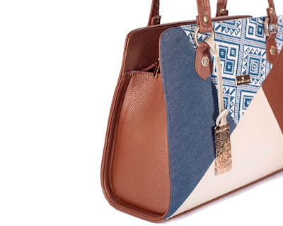 Foto 5 | Foto 5 | Bolso Satchel A Ángeloano De Piel Cacuna Con Telar Artesanal, Modelo Salma