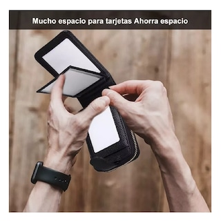 Foto 2 | Foto 2 | Cartera de Cuero Negra con Múltiples Ranuras para Tarjetas y Bloqueo RFID