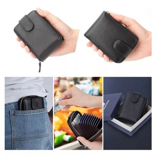 Foto 4 | Foto 4 | Cartera de Cuero Negra con Múltiples Ranuras para Tarjetas y Bloqueo RFID