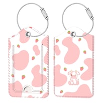 Etiquetas De Equipaje Fintie Strawberry Cow Con Funda De Privacidad (2 Piezas) - Venta Internacional.