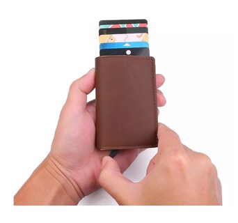 Foto 4 | Foto 4 | Cartera de Hombre con Tarjetero de Aluminio Protección Rfid color Marrón con Plata