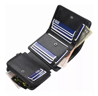 Foto 5 | Foto 5 | Cartera Tarjetas Billetera De Lujo Cuero Hombre Tres Carpeta, Negro
