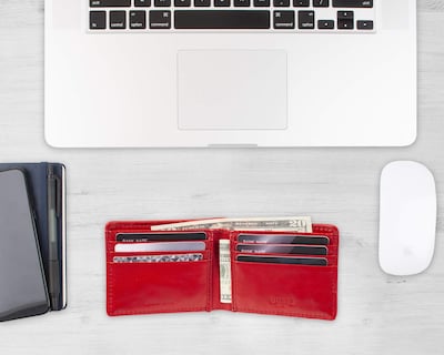 Foto 6 | Foto 6 | Cartera Guess de Piel para Hombre color Carbón/Rojo - Venta Internacional