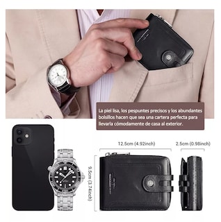Foto 4 | Foto 4 | Cartera De Piel Original Con Bloqueo Rfid Regalo Para Hombre Negro