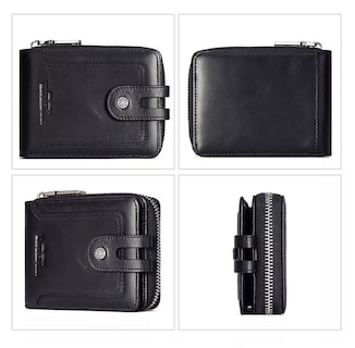 Foto 2 | Foto 2 | Cartera De Piel Original Con Bloqueo Rfid Regalo Para Hombre Negro
