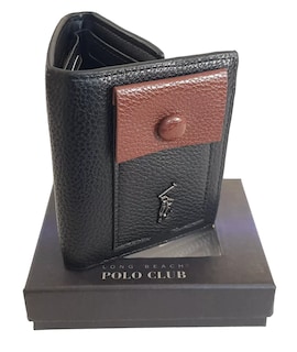 Foto 1 | Foto 1 | Cartera Billetera Para Hombre Original Lujo Polo Trifold M1 Negro, Detalla Cafe