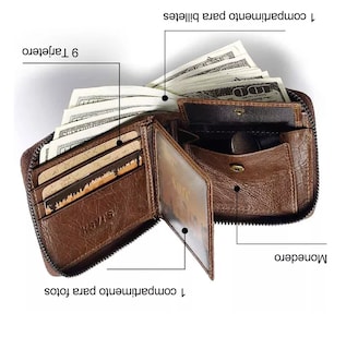 Foto 2 | Foto 2 | Cartera Rfid De Piel Original Para Hombre Marrón