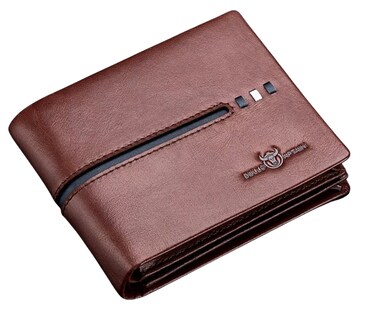 Foto 1 | Foto 1 | Cartera Plegable De Piel Genuina Gran Capacidad Para Hombre Marron